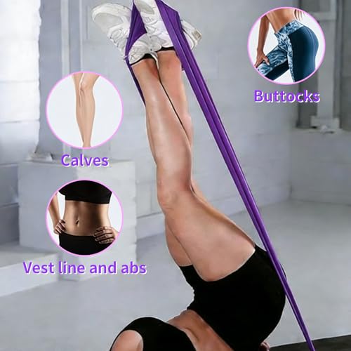 Resistance Bands Long Non-Latex Elastic Stretch Bands Work Out Band for Working Out Women or Men, Exercise Bands Set Yoga, Pilates, Gym, - color: Purple-10/15lb, size: 5ft/6.5ft