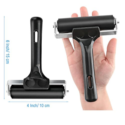 Yorwe Rubber Roller, Brayer Ideal for Anti Skid Tape Construction Tools, Print, Ink and Stamping Tools(2.5 & 4 & 6-Inch, Black)