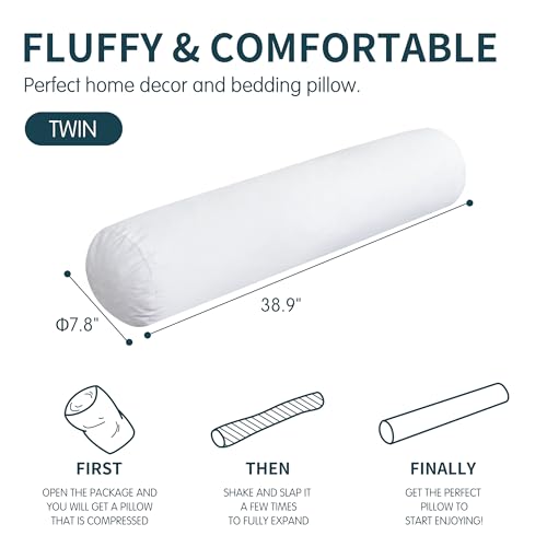 SyMax 7.8"x39" Body Pillow for Twin Bed, Long Round Body Pillow for Adults, Memory Foam Bolster w/Removable Velvet Cover, Headboard Gap Filler Pillow, White - color: White, size: 38.9 inch