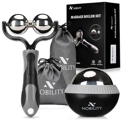 Nobility 마사지 볼 롤러 - 딥 티슈 및 뻣뻣함과 스트레스, 몸, 목, 등, 발, 족저근막의 통증 근육 완화를 위한 얼음처럼 차갑고 뜨겁습니다. 더블 그레이 - color: 회색.