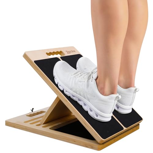 Portable Wooden Slant Board for Calf Stretching with Resistance Bands | 400 Lbs Weight Capacity Incline Board for Calf Stretcher, Calf Stretch Board for Knees Ankle Heel Feet Leg