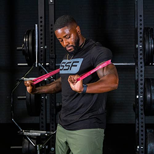 Serious Steel Fitness 81.3cm(32인치) 저항 트레이닝 밴드 (휴대용 운동 밴드 시스템 트레이닝 밴드 - 152cm(5피트 10인치) 미만의 개인에게 적합) - color: #2 레드 (4.5-22.7 kg)
