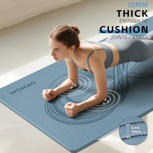 Large 76"x40"x0.4" Yoga Mat - color: Blue Grey