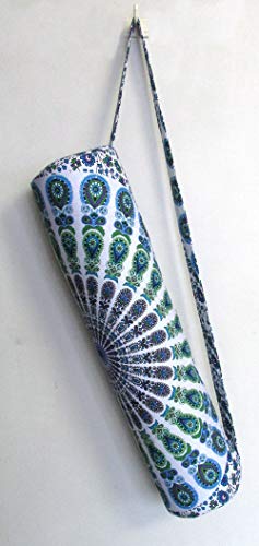 INDIAN CRAFT CASTLE ICC Yoga Mat Bag Carrier Full-Zip Exercise Yoga Mat Carry Bag for Women Men with Multi-Functional Storage Pockets and Adjustable Shoulder Strap 26X6 Inches - style: Blue Mandala