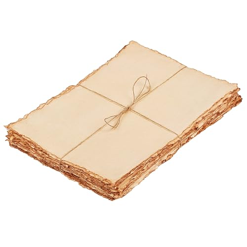 LEATHER VILLAGE Watercolor Paper- 7.5 X 11 inches - 20 Sheets Watercolor Paper for Drawing, Sketching, Wedding Cards & Crafts - 150 GSM Thick Deckle Edge Virgin Cotton Handmade Paper - Vintage - color: Antique/Vintage, size: 7 X 10 Inch