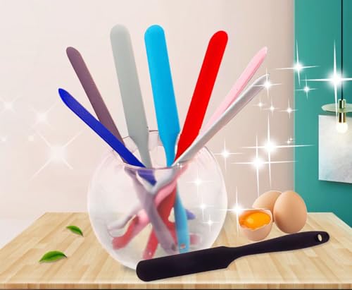 5Pcs Silicone Spatula Set Heat Resistant Cake Cream Butter Spatulas Mixing Batter Scraper Non-Stick Flexible Baking Cooking Tool BPA-Free Multicolor Set of (5colors) - color: Colour mixture