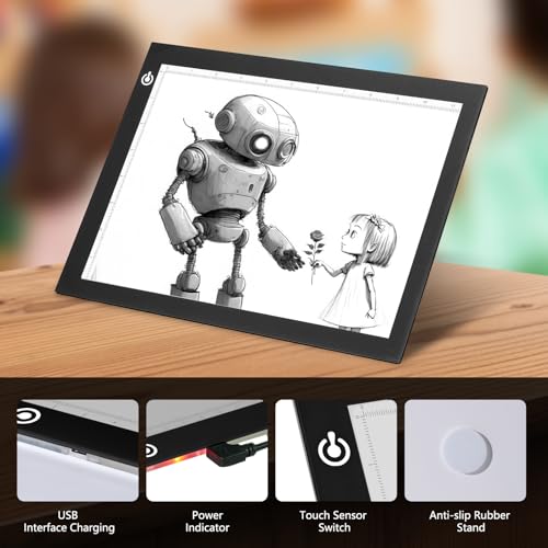 NXENTC A4 Tracing Light Pad, Ultra-Thin Tracing Light Box USB Power Artcraft Tracing Light Table for Artists, Drawing, Sketching, Animation