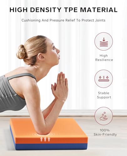 HAPBEAR Exercise Balance Pad - 15"x12" Non-Slip Textured Bottom Stability Training Mat - 2.25" Thick Soft Cushioned Foam for Physical Therapy, Core Training & Home Workouts - color: Blue/Orange-1PC