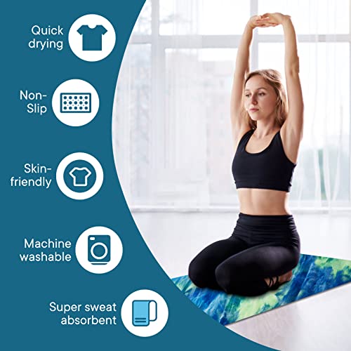 Yoga Towels, Non Slip Hot Yoga Mat Towel with Grip Dots,Super-Absorbent Soft Microfiber Yoga Blanket for Pilates, Fitness and Workout 72inch x 24inch - color: Green+blue