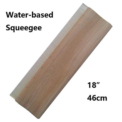INTBUYING Screen Printing Squeegee Ink Squeegee Wooden Water Scraper 65 Durometer 18nches Long 4 inches Wide with Rubber Blade and Wooden Handle - size: 18 inches long