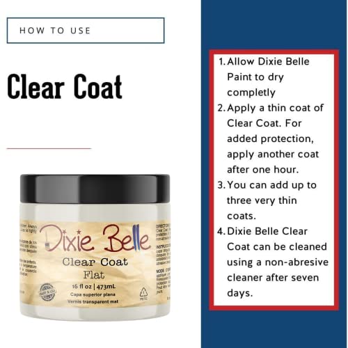 Dixie Belle Paint Company - Clear Coat Flat (16oz) - Polyacrylic Topcoat | Soft Matte Finish Polyacrylic Topcoat - Chalk-Friendly Furniture Paint Finish - color: Flat, size: 16 Fl Oz (Pack of 1)