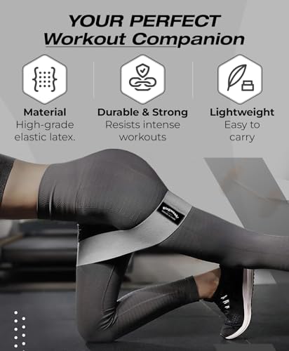 Bingwaah Loop Resistance Exercise Bands – Fabric & Elastic Sets of Exercise Bands for Strength Training - Rehab, Yoga, Pilates & Home Workout with Instruction Guide