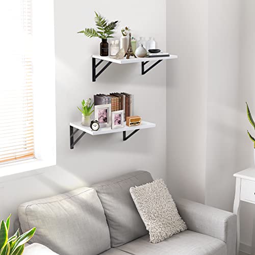 Tectocker-DOU 2 Pc Deep Floating Wall Shelves, Heavy Duty, 16x12, White - color: White, size: 16W×12D