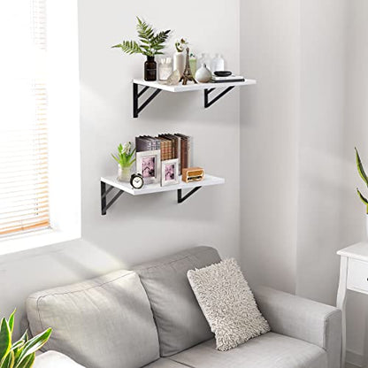 Tectocker-DOU 2 Pc Deep Floating Wall Shelves, Heavy Duty, 16x12, White - color: White, size: 16W×12D