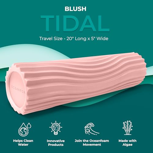 Oceanfoam Tidal Roller - Blush - Muscle Massage Foam Roller for Back Pain & Stretching - Firm and Ergonomic Wide Wave Textured - Yoga, Athletics, & Wellness - Full Size, 20" x 5" - color: Blush