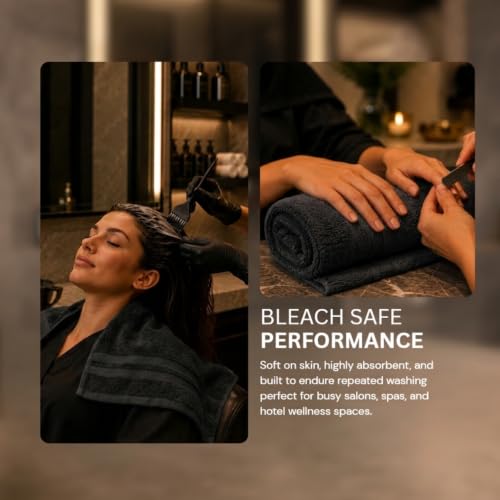Bulk 72-Pack Professional-Grade Bleach Safe Salon Towels, 16" x 27", Black - color: Black, size: 72 Pack