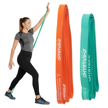 THERABAND High Resistance Band Set of 2, Light and Medium Loop, 15-25 lb | Portable, lightweight, compact, rubber. For home, recovery, gym. Therapy, physical, stretch, elastic. 2-Pack. - size: 2 Pack Easy (15-25 lbs)