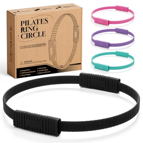 SUBCULTUREPICK Pilates Ring, Silicone Magic Pilates Rings, Lightweight & Durable Flexible Fitness Circle Exercise Equipment for Toning Arms, Thighs,Legs, Core,Yoga & Physical Therapy - color: Black