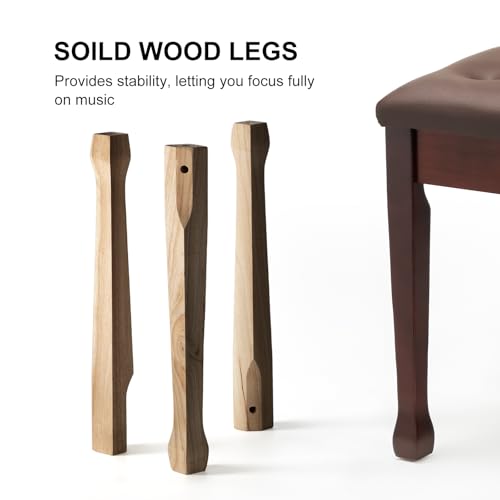 Wooden Piano Bench with Storage, Piano Stool with Waterproof Padded Cushion, Bench Seat for Vanity, Living Room, Bedroom (Brown) - color: Single-brown