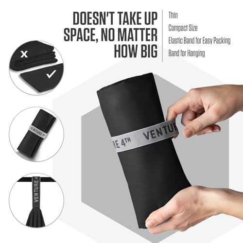 VENTURE 4TH Quick Dry Microfiber Towel for Camping & Gym - Black Medium - color: Black, size: 40.00" x 21.00"