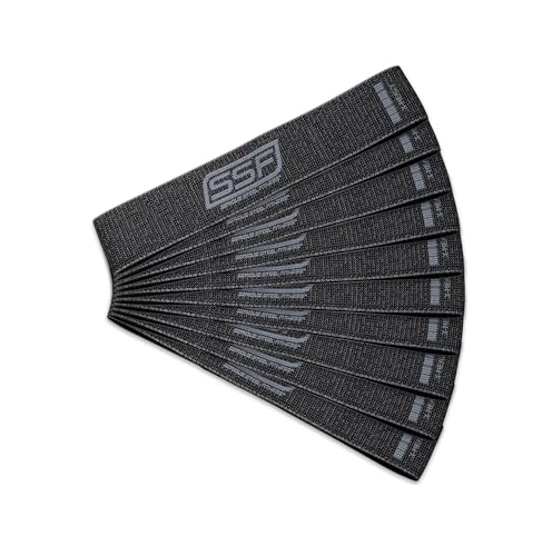 Serious Steel Fitness 패브릭 미니 루프 미끄럼 방지 저항 밴드 세트 | 워밍업, 물리 치료, 둔근 훈련, 속도 및 민첩성 운동 밴드 - color: 레벨 5 - X-Heavy (블랙)