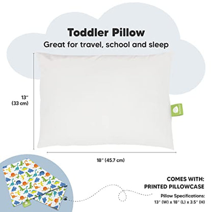 Toddler Pillow with Pillowcase, 13x18 My Little Dreamy Pillow (Happy Dino) - color: Happy Dino