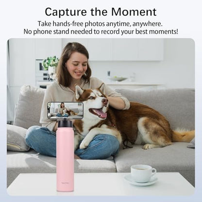 Insulated Water Bottle with Magnetic Phone Holder Compatible with MagSafe and iPhone,Double-Sided Magnet,Hot 12H Cold 24H,Stainless Steel Water Bottle Phone Mount for Sports Travel,24oz (Pink) - color: Pink