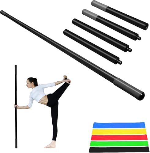 5ft Yoga Stick - Sturdy Steel Adjustable Stretching Stick for Mobility,Flexibility & Balance | Non-Slip Ends & Foam Handles | Exercise Pole for Fitness,Physical Therapy,Posture Correction - color: dark black