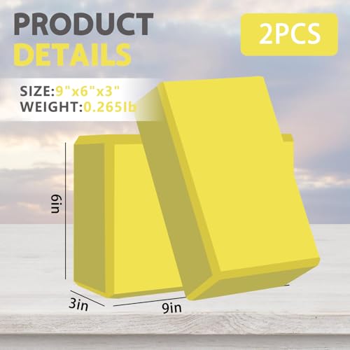 Yoga Block - Unsupported Latex Eva foam - Soft non slip surface with bevel for yoga, pilates, meditation - Yoga accessories for stability, balance and deep stretching - color: yellow-2 Pack