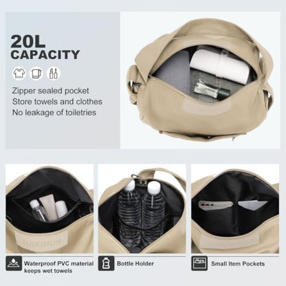 Womens Mini Gym Bag with Shoe Compartment 20L, Khaki - color: Khaki