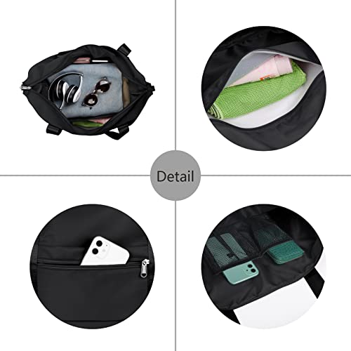 NPBAG Women Travel Duffel, Multi Functional Large Expandable Weekender Carry-on Tote, Gym Workout Overnight Bag, Mommy Hospital Bag for Labor and Delivery - color: Basic-Black, style: Basic Version