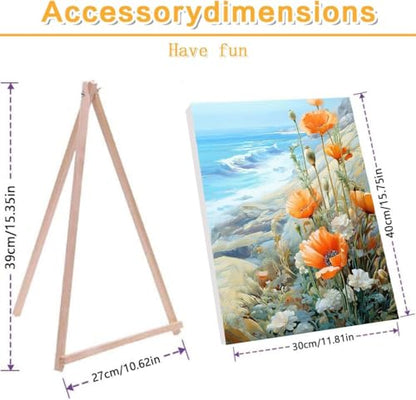 Paint by Numbers for Adults Beginner Flowers,Paint Number Kits Poppies and Daisies Adult,Paint by Number Sea View Adult Paint by Number Kits DIY Oil Painting Kits Gift, 12 x16 Inch（Include Framed） - color: DKH002