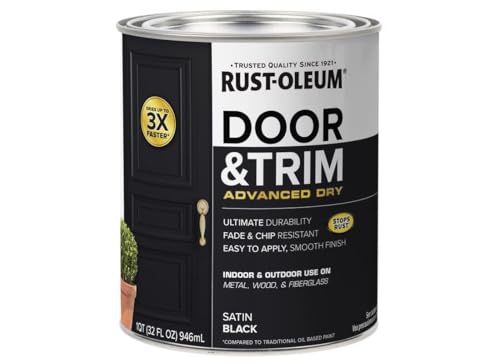Rust-Oleum 369383 Advanced Dry Door & Trim Paint, Quart, Satin Black - color: Satin Black