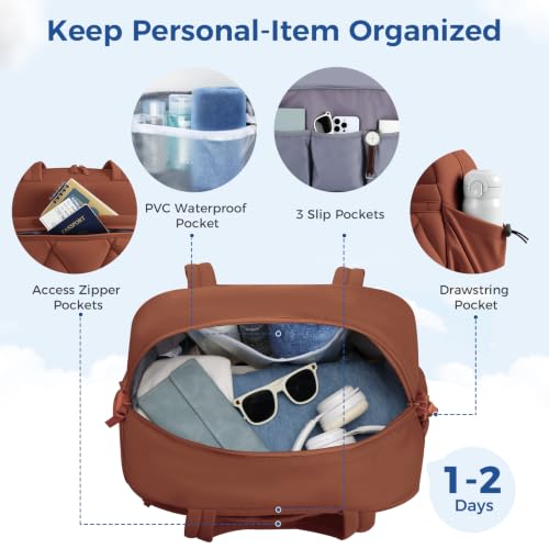 Women's Duffle Gym Bag, Carry-On Shoe Compartment for Weekender Overnight - color: Burnt Orange, size: Medium