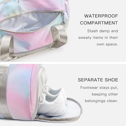 STELLE Dance Bag for Girls Sports Duffle with Shoe Compartment(RW,F) - color: Rainbow Wash