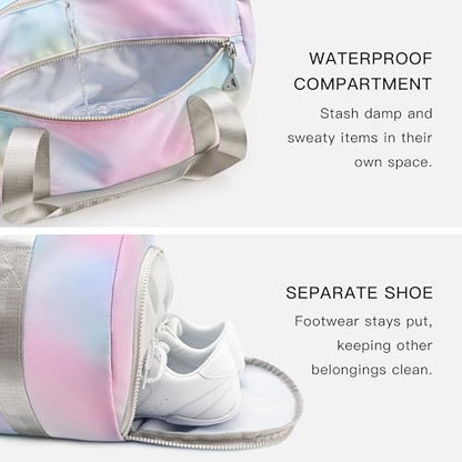 STELLE Dance Bag for Girls Sports Duffle with Shoe Compartment(RW,F) - color: Rainbow Wash
