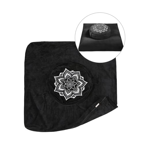 Meditation Zafu Cushion Set,Removable Machine-Washable Luxury Velvet Cover (Black（Only Cover）) - color: Black（only Cover）