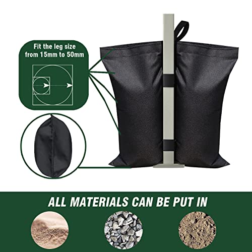 Eurmax USA 130LBS 4-Pack Universal Canopy Weights,Reinforced Double Pockets, Secure Wind Protection,Easy Wrap-Around Installation Heavy Duty Sandbags (Without Sand),Fits All Instant Shelter Legs,Black - color: Black, style: Twin Cylinder Sand