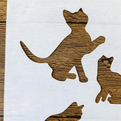 TIAMECH A4 Reusable Cat Silhouette Stencil for Painting | Cute Animal Layering Template, DIY Wall Art, Wood Furniture, Scrapbook & Crafts (8.3x11.7inch) - style: Cat Silhouette