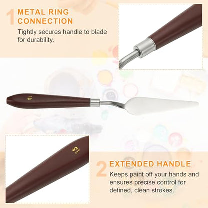 HARFINGTON 5pcs Palette Knife Painting Tool 3.35" x 0.94" Stainless Steel Art Spatula Pallet Knives Scrapers Tools with Plastic Handle for Acrylic Oil Canvas Mixing Spreading, Red/Silver - size: 3.35" x 0.94"