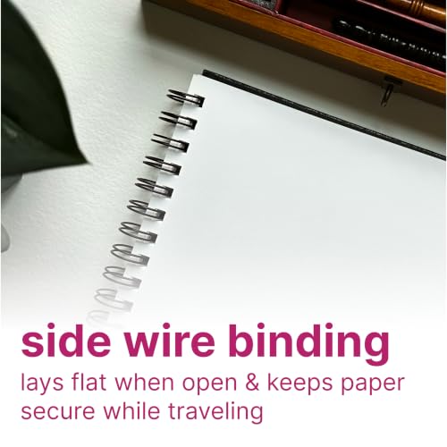 Strathmore 300 Series Mixed Media Paper Art Book, Black Hardcover & Side Wire Binding, 32 Sheets, White, 8.5x11 inch, 1 Count