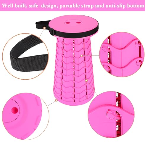 Fishboy Collapsible Stool for Adults, Portable Folding Camping Seat, 400lbs - color: All Girl Pink