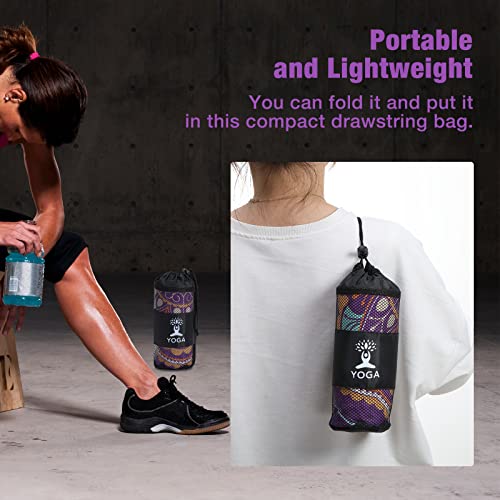 MoKo Yoga Towel, Non-Slip Quick-Dry Mat Towel, Purple Mandala - color: Purple Mandala