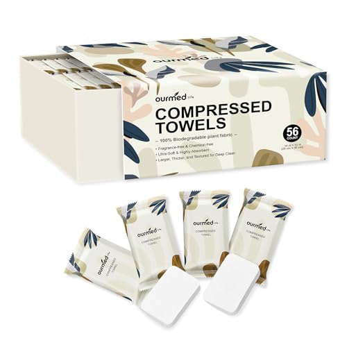 Ourmed Life Compressed Towel, Disposable Washcloths, 12 x 10 Inch, 56 Count - size: 56 Count (Pack of 1)
