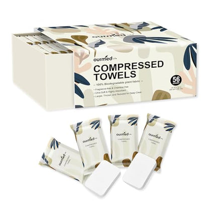 Ourmed Life Compressed Towel, Disposable Washcloths, 12 x 10 Inch, 56 Count - size: 56 Count (Pack of 1)