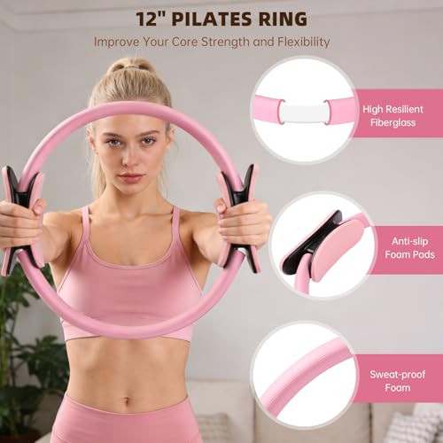 Uyittour 16PCS Pilates Kit, Home Pilates Workout Kit with Ankle Weights, Pilates Ring and Ball Set for Women, Pilates Equipment with Resistance Bands, Core Sliders & Socks for Starter Home Workouts