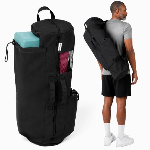 MAGNILAY Expandable Yoga Mat Bag, Adjustable Strap, Black, Large - color: Pure Black