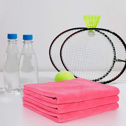 SINLAND Microfiber Gym Towels, Workout Sweat Towel 16x32In - color: Dark Pinkx3