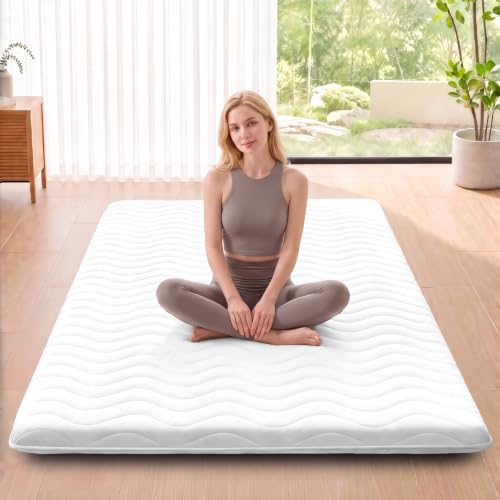 SCHNAUZER HOME Japanese Floor Mattress Futon Mattress Twin 3.5" Thick White | Foldable Mattress Tatami Mat Sleeping Pad, 100% High Density Foam, Ideal for Comfort and Support, Kids Floor Lounger Bed Sofa - color: White, size: Twin( 80 x 39 )