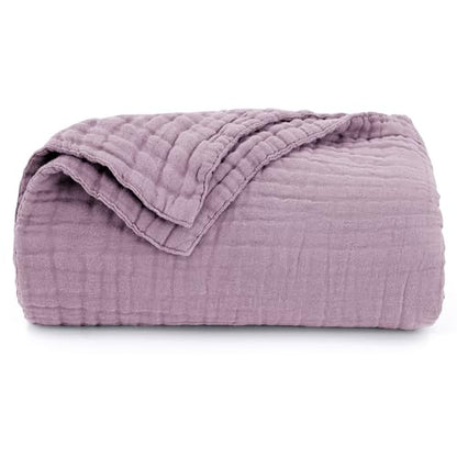 Love's cabin 100% Cotton Muslin Blanket, 6 Layer Lightweight Breathable Gauze King Size Blanket 108 x 90 Inches, Soft Summer Blanket for Bed, Lavender - color: Lavender, size: King(108"x90")